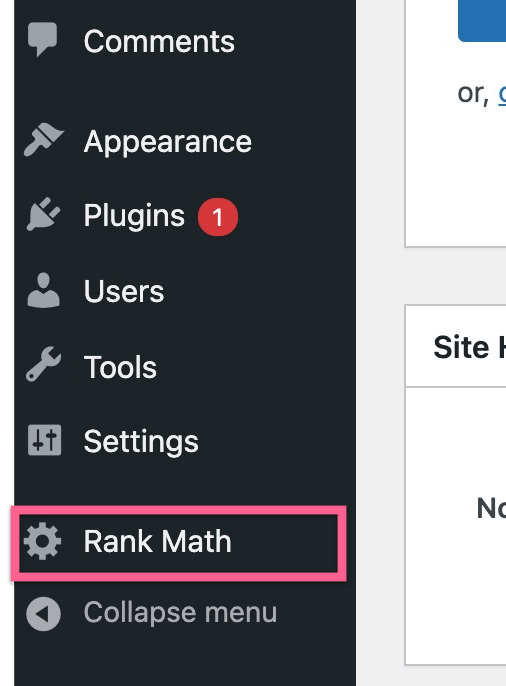 Click on RankMath Gear Icon
